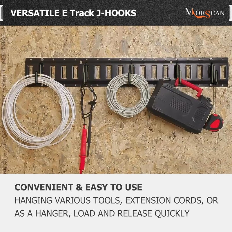 MorScan 10 Pack 2" E Track J Hooks Heavy Duty Black Steel E-Track Tie Down Accessories for Box Truck, Enclosed Trailer, Garage, Vans, Warehouse, Workshop - Image 2